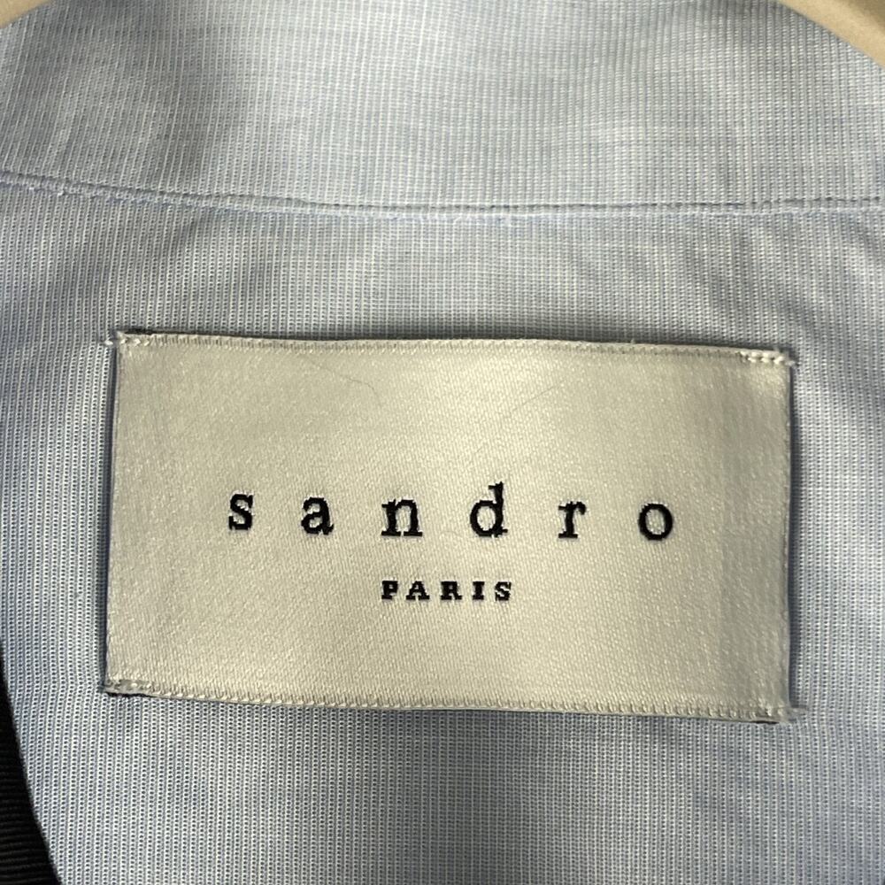 Sandro Paris Top Womens XXL Blue Button Up Cotton Long Sleeve Minimal Preppy - Picture 5 of 16